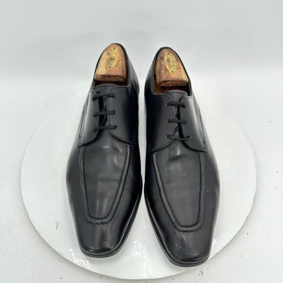 Berluti Men Size 8.5 Black Leather Moc Toe Lace Up Derby Dress Shoes - Picture 1 of 12